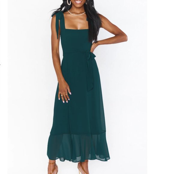 Elegant Teal Midi Dress - Picture 5 of 6